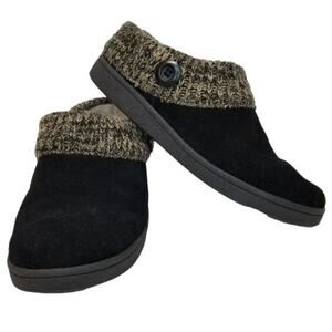 Clarks Clog Slipper Women's Size 11 Black Angelia Leather Faux Fur